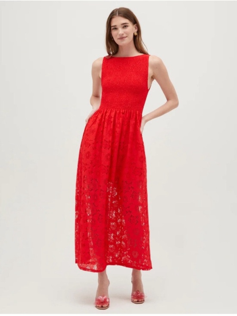 The Cosima Nap Dress ® in Poppy Red Floral Lace - NWOT